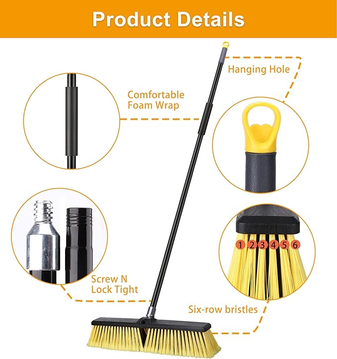KeFanta 18 Inches Push Broom Outdoor- Heavy Duty Broom - Image 4