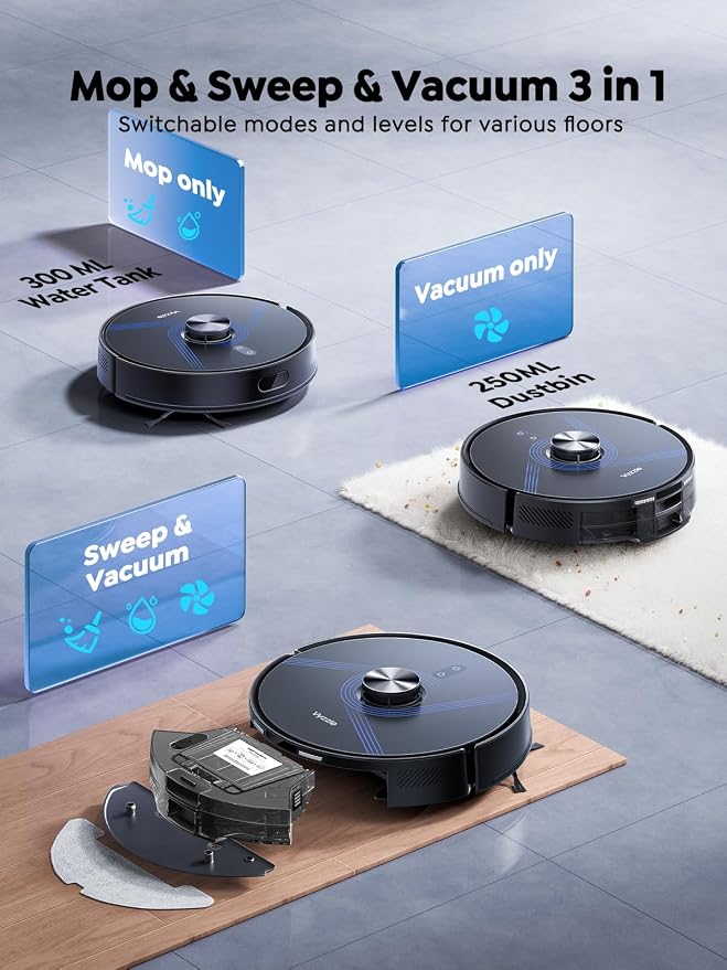 Vyzzle E20 Robot Vacuum and Mop, 60-Day Robot Vacuum Self Emptying, 5500Pa - Image 5