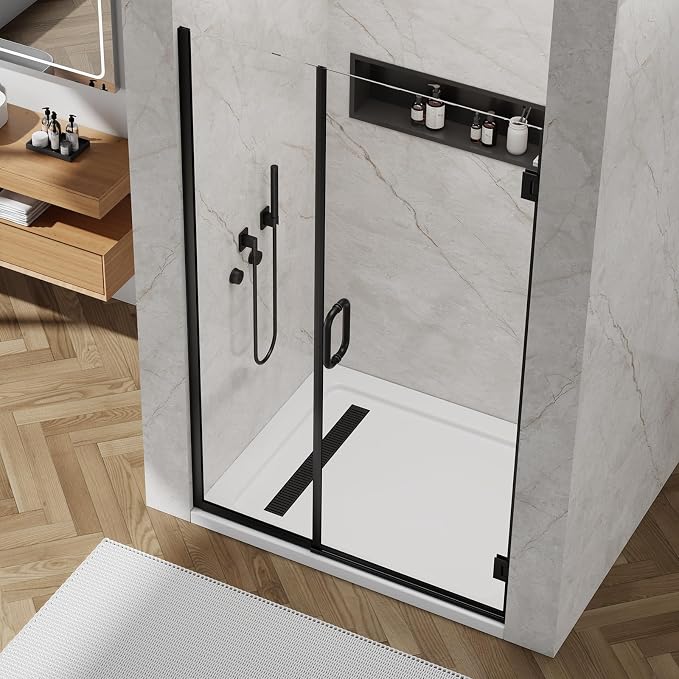 Pivot Shower Door, Adjustable Width 48" W x 76" H Hinged Shower Glass Door by Wemakeexcellentshowerdoors