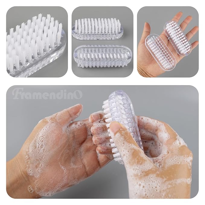 Framendino, 4 Pack Cleaning Nail Brushes Two Sided Hand Scrubbing Brush Plastic - Image 3