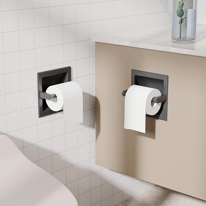 Toilet Paper Holder 2 Pack, Recessed Pivoting Toilet Paper Holder Wall Mount - Image 5