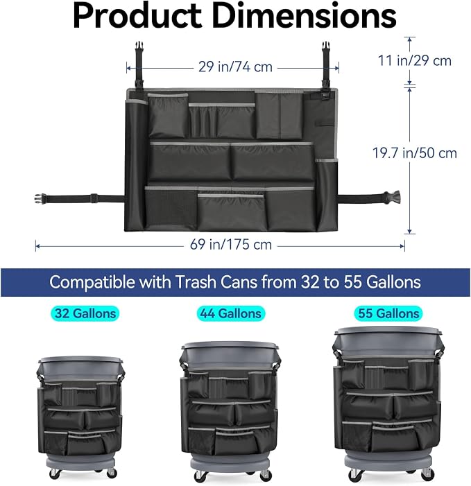 Housolution Trash Can Caddy Bag, Upgraded 3 Tier Large Capacity Cleaning - Image 6