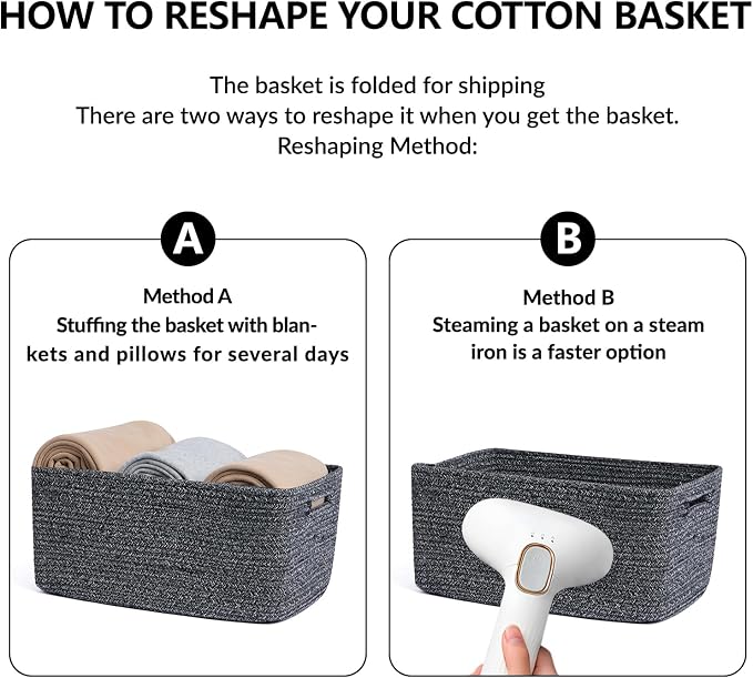 Large Storage Baskets for Organizing, Closet Shelf Baskets for Clothes Blanket - Image 7