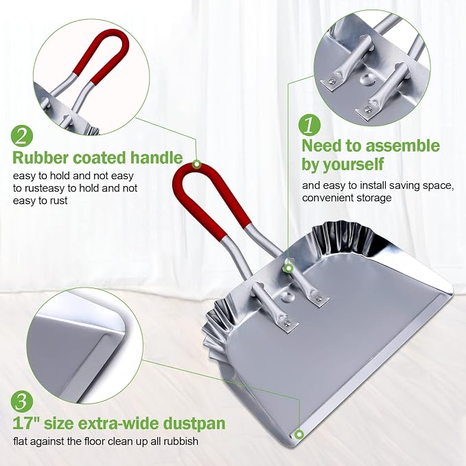 TOP DOG Metal Dustpan 17”, Aluminum Dust Pans Heavy Duty Does not Chip or Bend - Image 3