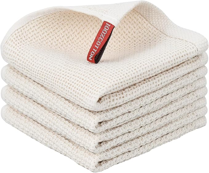 Nialnant 100% Cotton Cleaning Cloth, 4 Pack Waffle Weave Cleaning Towels by Nialnant