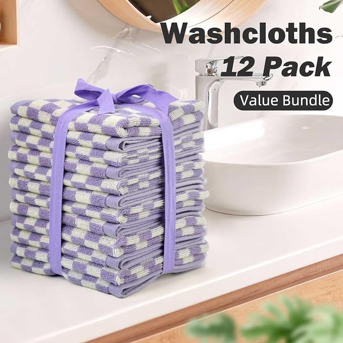 Jacquotha Cotton Washcloth 12 Pack, Soft Absorbent Washcloths Facecloth - Image 4