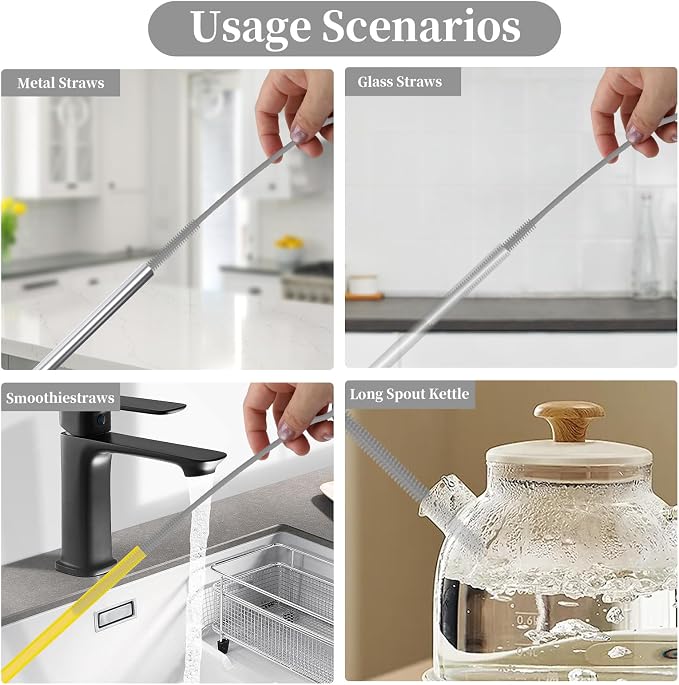 2Pcs Silicone Straw Cleaning Brushes, Extra Long, Used - Image 6