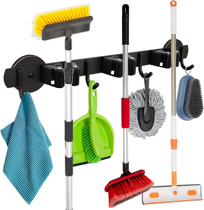 MUTUACTOR Heavy Duty Magnetic Broom Holder, Anti-slip Black Magnetic Tool by MUTUACTOR