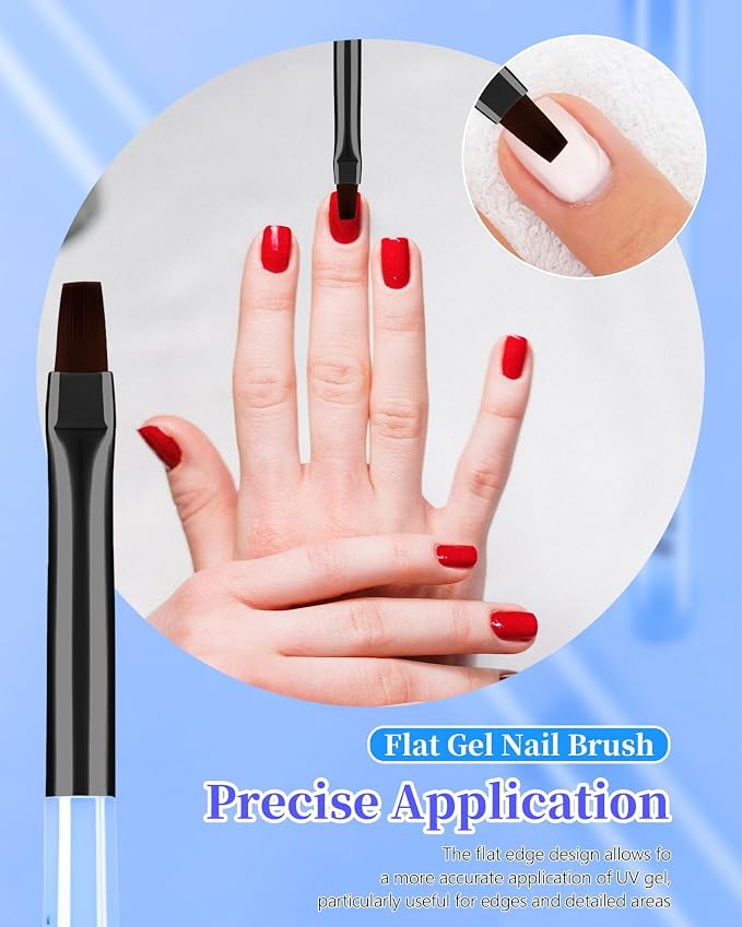 3PCS Nail Art Clean Up Brushes, Round/Angled/flat Acetone Resistant Gel Nail - Image 6