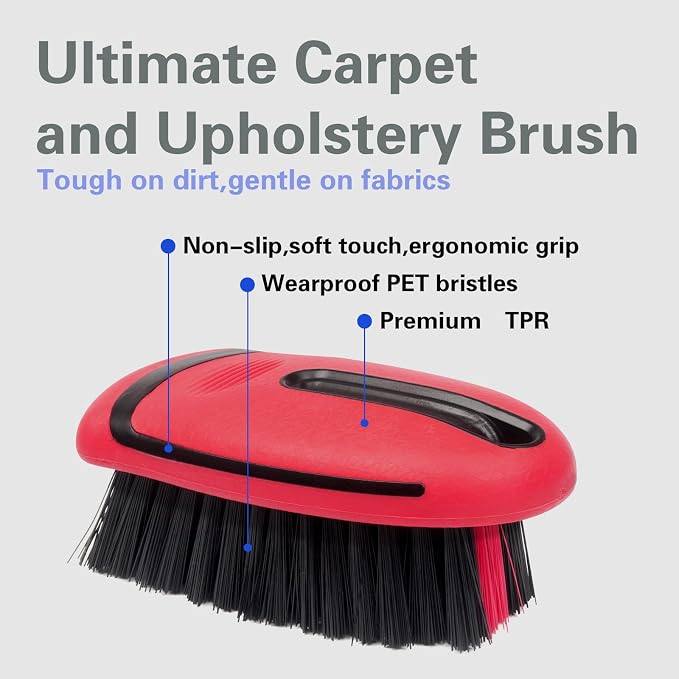 Carpet and Upholstery Cleaning Brush, Carpet Scrubber Stiff Bristle Detailing - Image 2