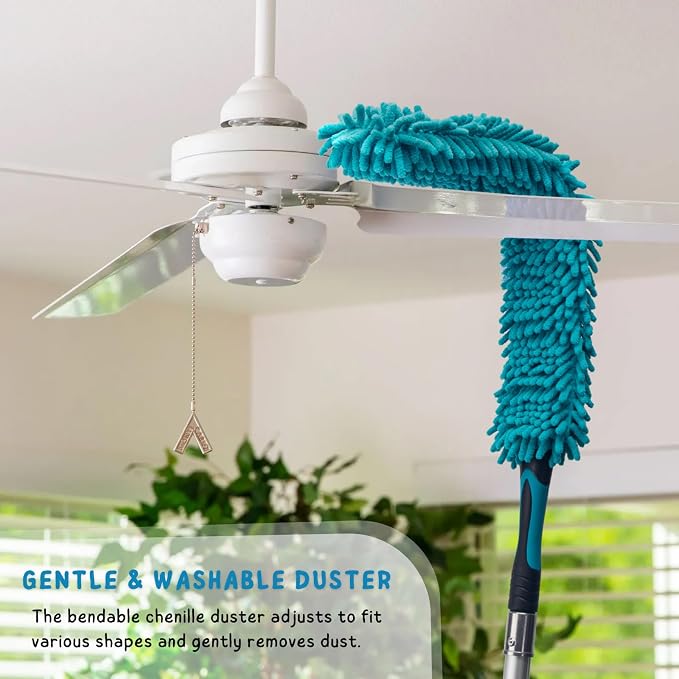 Cobweb Duster with 5-12 Ft Extension Pole, Spider Web Brush with Long - Image 4