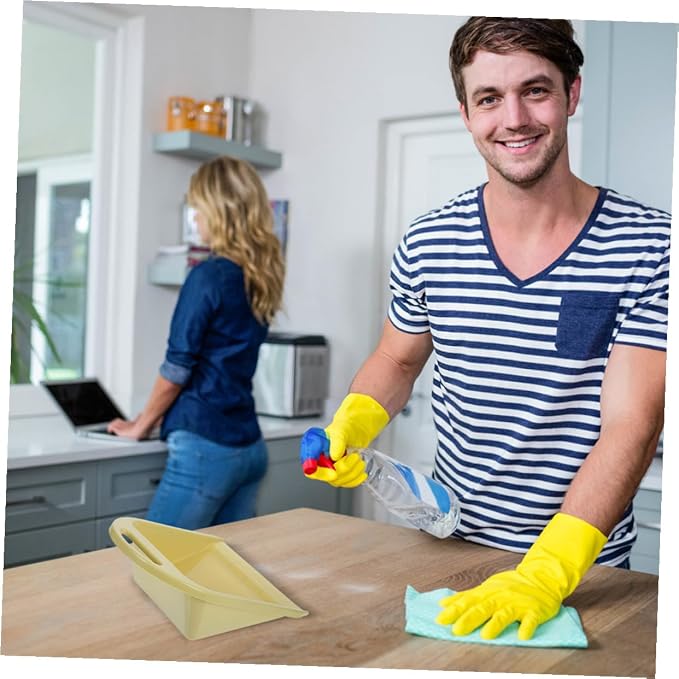 Handheld Dustpan for Home and Office, Ergonomic Lime Yellow Cleaning Dustpan - Image 4