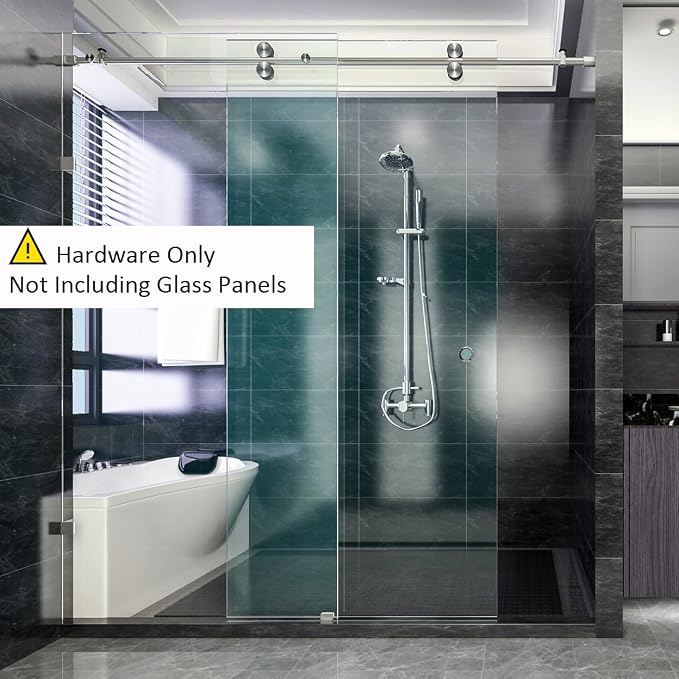DIYHD 5FT Frameless Sliding Glass Shower Door Hardware, Stainless Steel Twin - Image 2