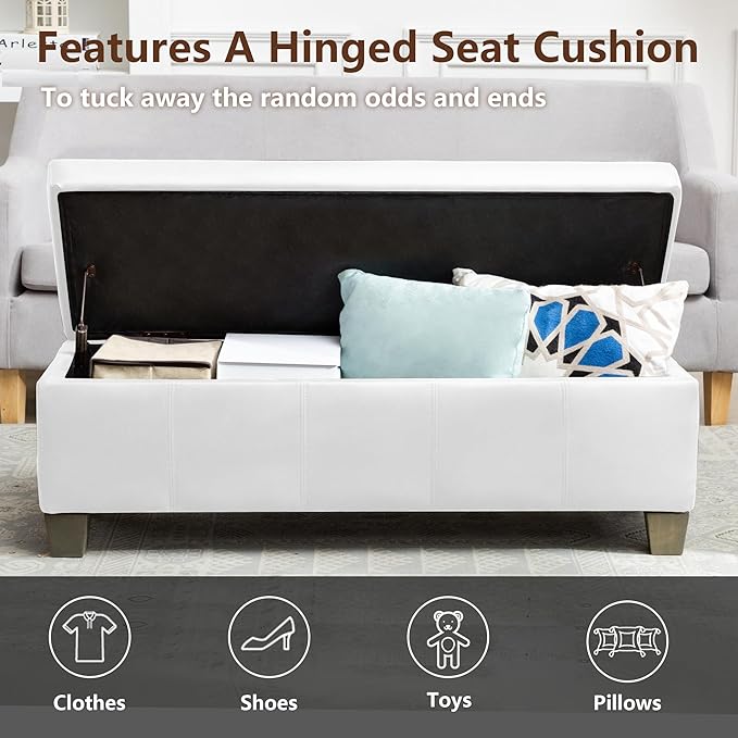 51 Inch Faux Leather Ottoman - Image 4