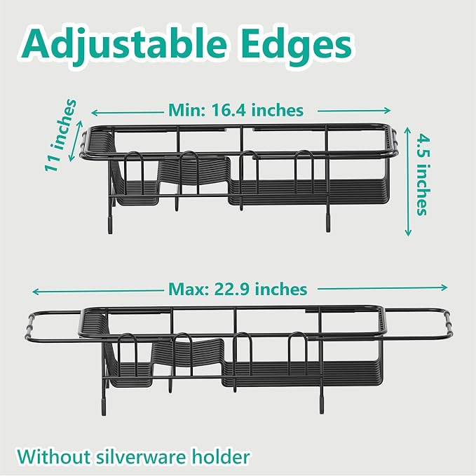 Dish Drying Rack in Sink Expandable Stainless Steel Kitchen Dish Drainer - Image 6
