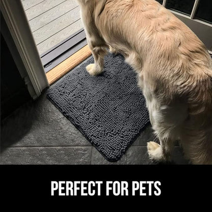 GORILLA GRIP SOAKSTOPPER Dog Door Mat, 60x36 Machine Washable Rug Absorbent Doormat Captures Moisture Mud Dirt, Quick Dry Soft Chenille Entryway Rugs Indoor Entrance Mats for Dog Paws, Charcoal
