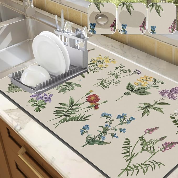 LOKHOM Dish Drying Mat for Kitchen Counter, Dish Drainer Rack Mats for Kitchen by LOKHOM