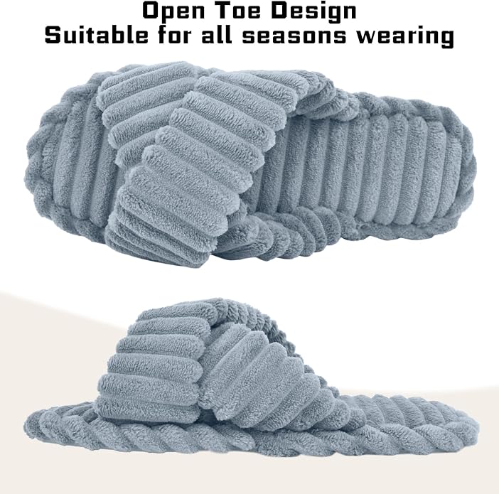 ZOORON Women's Cozy Slippers Crossbands & Durable Foam - Image 3