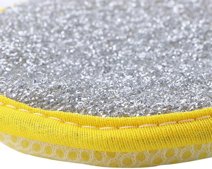 10 Pcs Durable Scrub Scouring Sponge Microfiber Scouring Scrubber Round Dish - Image 7