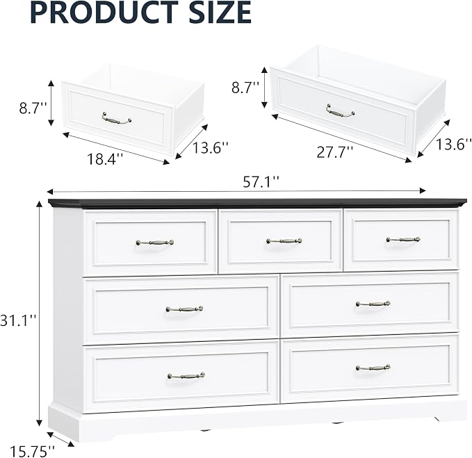 7 Drawer Dresser for Bedroom, Rustic Farmhouse Dresser - Image 2
