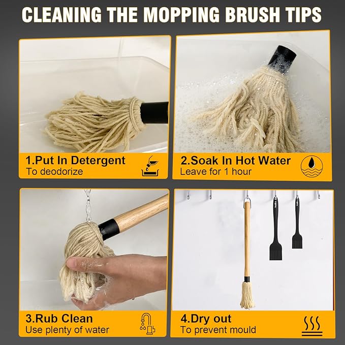 Walfos Basting Brush Silicone and BBQ Mop, Grill Basting Mop - Image 8