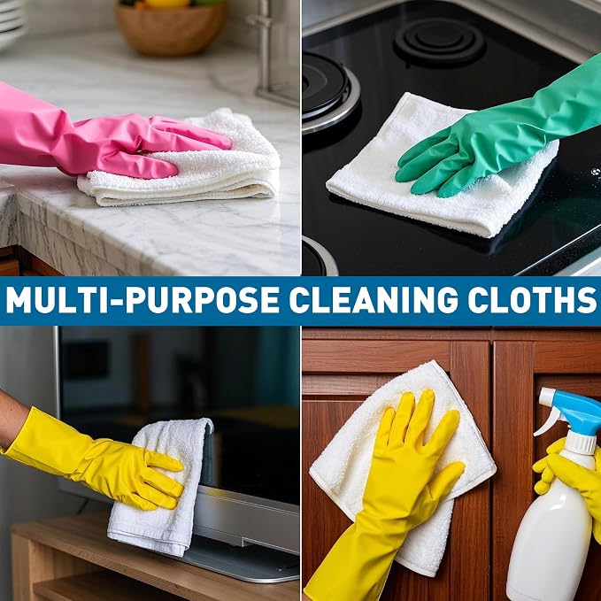 White Microfiber Towels- 50 Pack, Microfiber Cleaning Cloths Bulk, Microfiber - Image 5