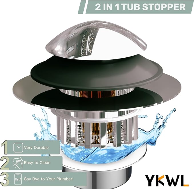 Kitchen Sink Drain Strainer 3 in 1, 304 Stainless Steel Pop Up Sink Stopper - Image 2