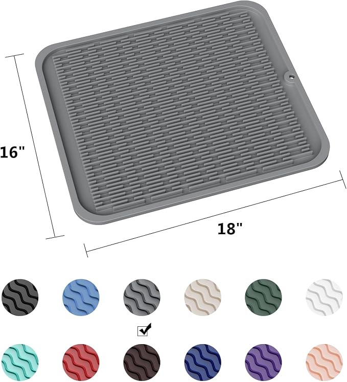 ZLR Silicone Dish Drying Mat for Kitchen Counter, Eco-Friendly Fast Dry Dish Mat - Image 6