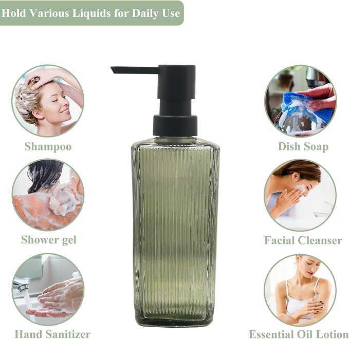 Green Glass Soap Dispenser - Image 4