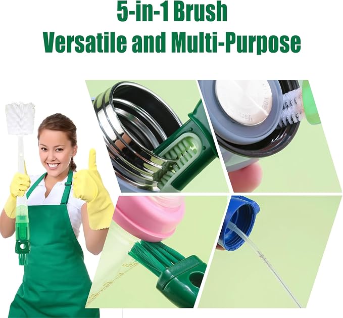 Water Bottle Cleaner Brush, 5-in-1 Bottle Scrubber Brush - Image 2