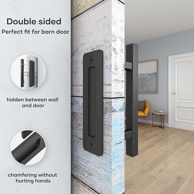 EaseLife 2 Pack 12" Sliding Barn Door Handles and Pulls Hardware, Rustic Double - Image 3