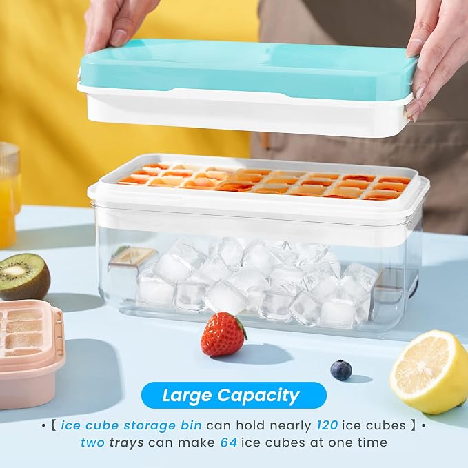 Ice Cube Tray with Lid and Bin, PHINOX 64 pcs Ice Trays - Image 4