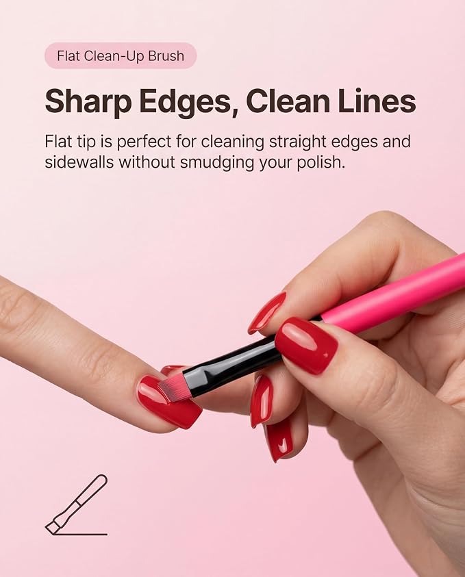 3PCS Nail Clean-Up Brushes, Round/Angled/Flat, Acetone-Resistant Cuticle Polish - Image 6