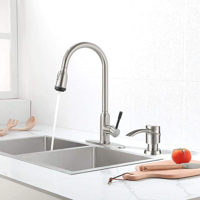SAMODRA Kitchen Sink Soap Dispenser, Brushed Nickel Soap Dispenser, ABS - Image 9