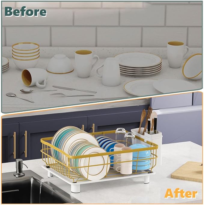 Iron Dish Drying Rack with Drainboard Dish Drainers - Image 5