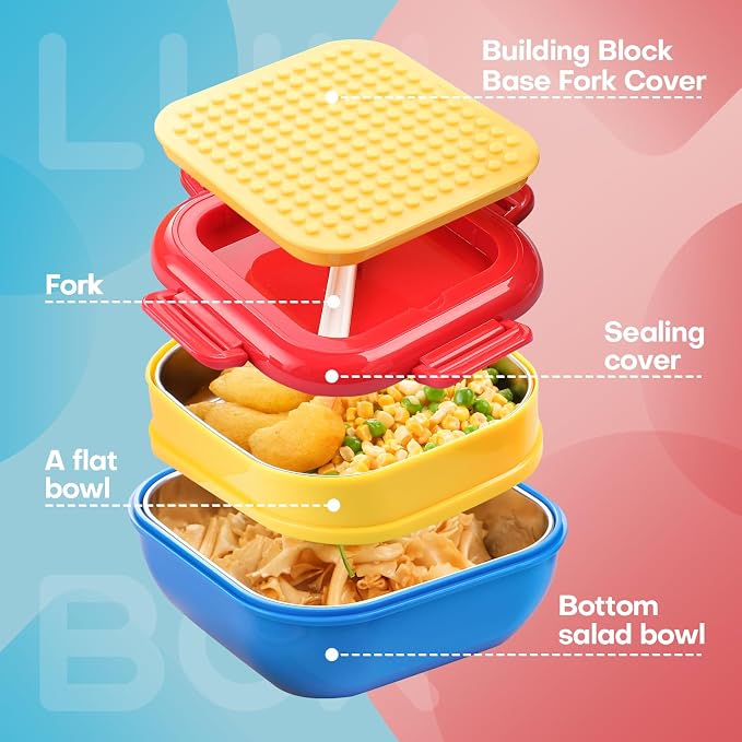 Lunch Box for Kids- Stainless Steel, Microwave Safe DIY Double Layer Leak-Proof - Image 2