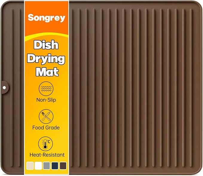 Songrey 18" x 16" Silicone Dish Drying Mat, Kitchen Counter Drying Pad by Unknown