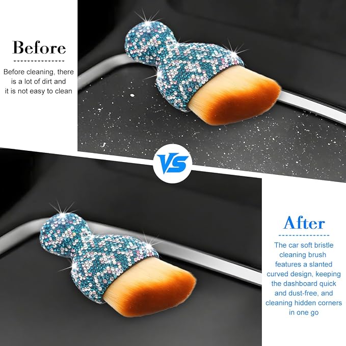 Bling Car Detailing Brush, Crystal Rhinestone Non-Scratch Vehicle Cleaning Dust - Image 5
