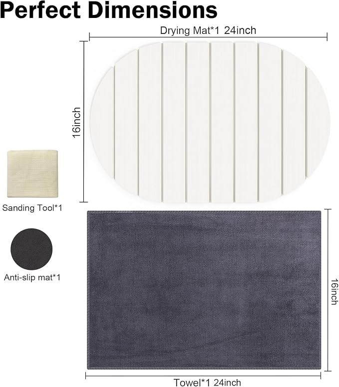 Stone Dish Drying Mat for Kitchen Counter, Versatile Stone Drying Mats for Cups - Image 4