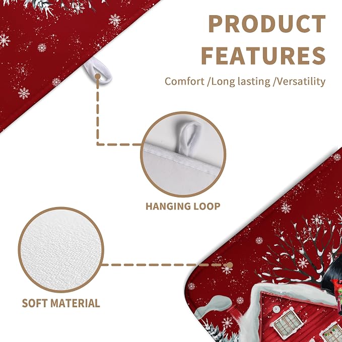 Christma Snowman Dish Drying Mat Winter Snowflake Large Kitchen Mats Dish - Image 4