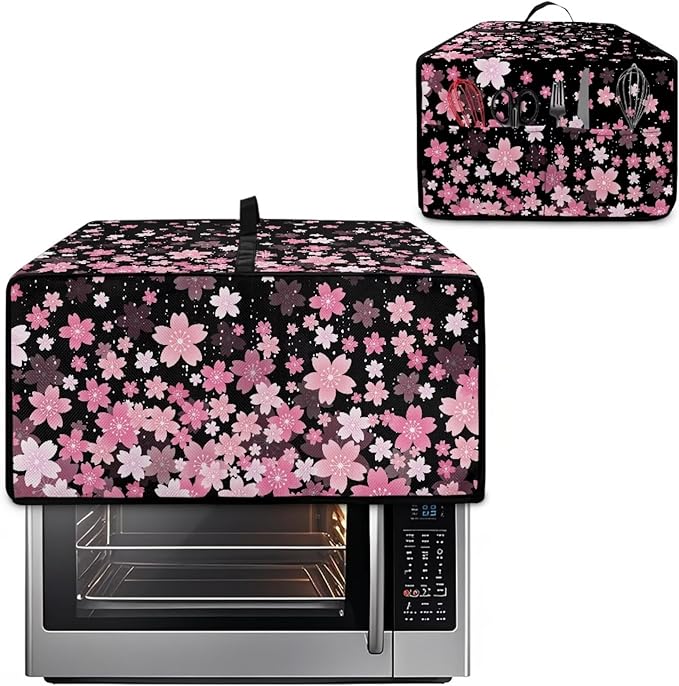 Waterproof Toaster Oven Cover Cherry Blossom Print Dust-Proof Microwave Oven Grill Cover Protector with Top Handle Easy to Clean Decor Accessories for Kitchen, S