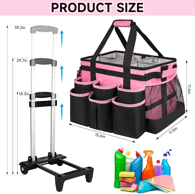 Large Rolling Cleaning Caddy Bag - Image 6