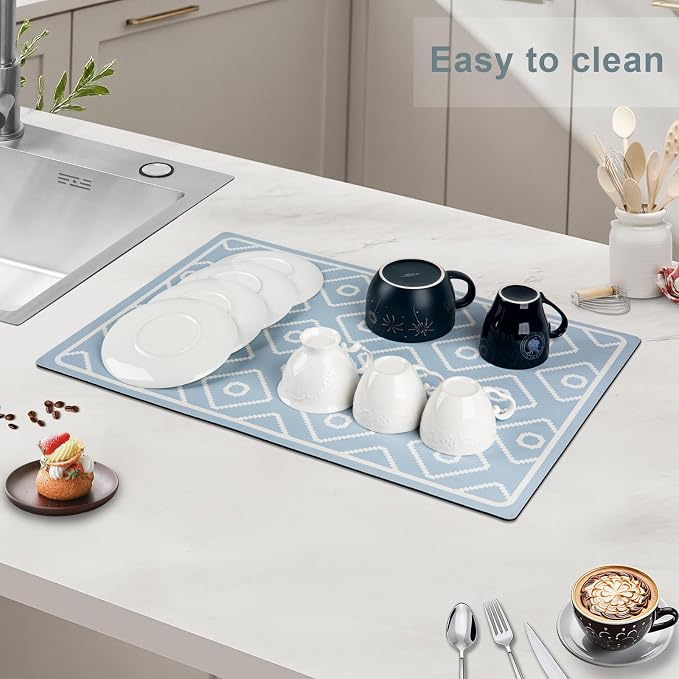 SUEH DESIGN Dish Drying Mat, Absorbent Coffee Mat 19.6 x 11.8 in Quick Dry - Image 4
