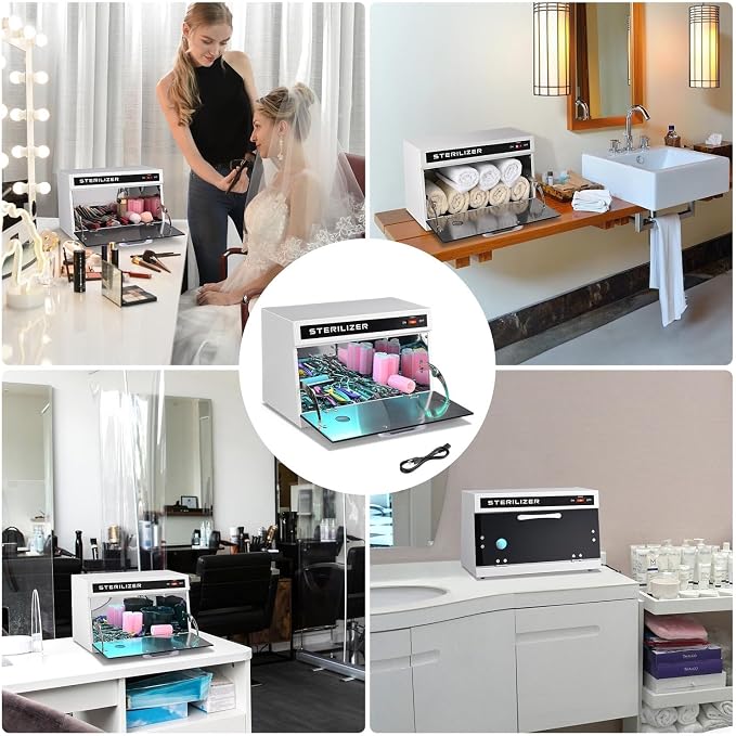 13L Nail Tool Cleaning Machine Cabinet 185 to 254 nm Blue Light Removable Rack - Image 2