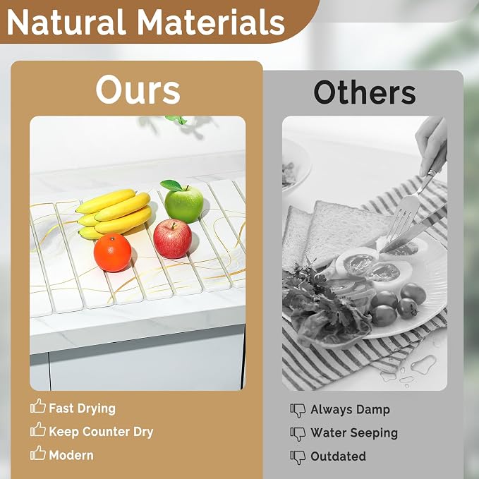 Large Stone Dish Drying Mat for Kitchen Counter, Foldable Water Absorbing - Image 7