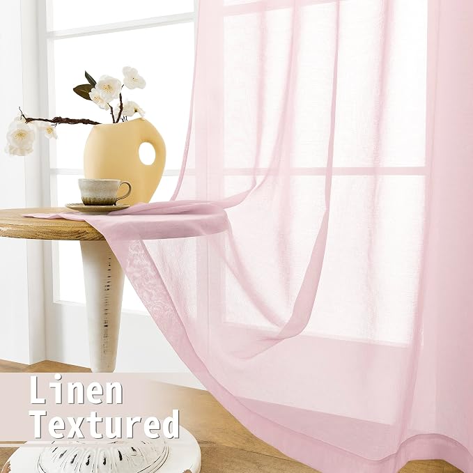 Tollpiz Sheer Door Curtain Closet Linen Textured Curtain Sheers Doorway Light - Image 4