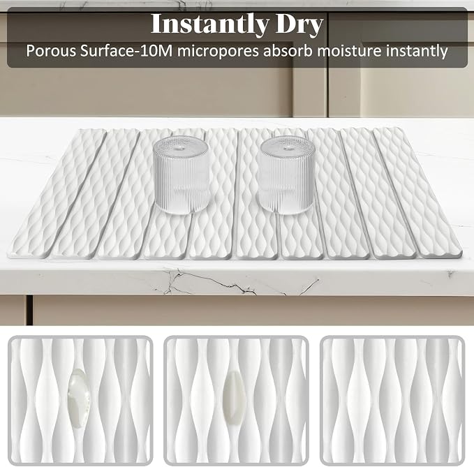 Stone Dish Drying Mat for Kitchen Counter, Kitchen Counter Mats for Dishes - Image 2