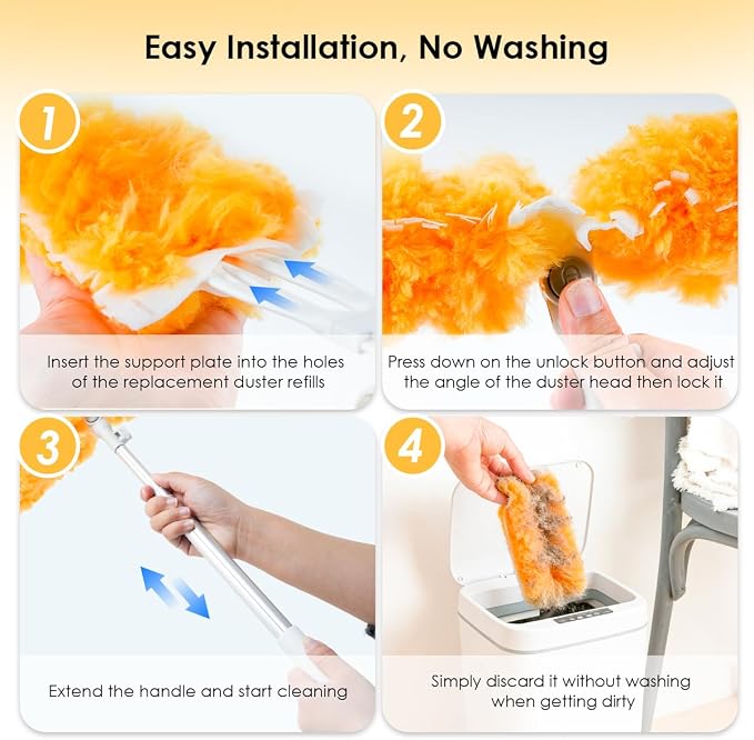 Extendable Duster Kit with 6FT Telescoping Handle & 12 PCS Duster Refills - Image 4
