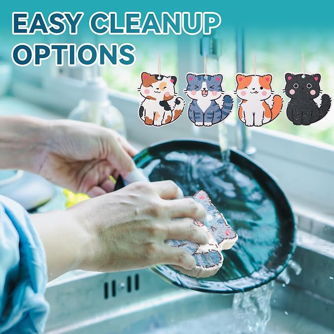 8 Pcs Christmas Sponges Dish Scrubber, Cute Kitchen Scrub Dual Sided - Image 5