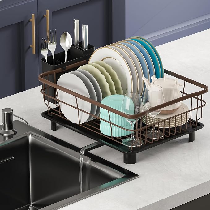 Iron Dish Drying Rack with Drainboard Dish Drainers by AIDERLY